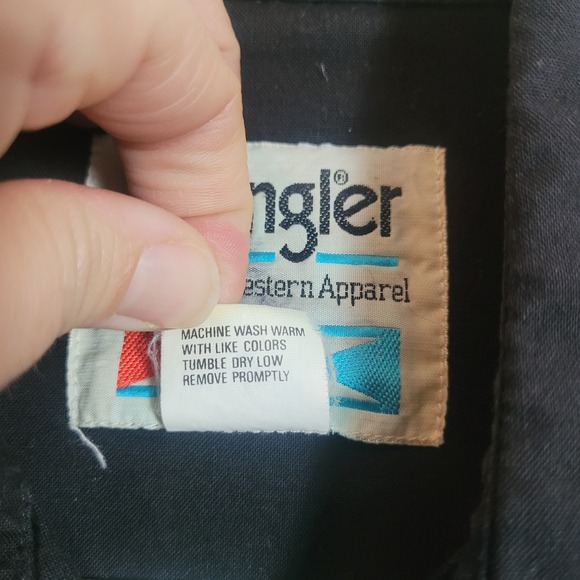 Vintage Wrangler Womens Western Shirt Black Geometric Colorblock Cotton Large - Picture 12 of 13